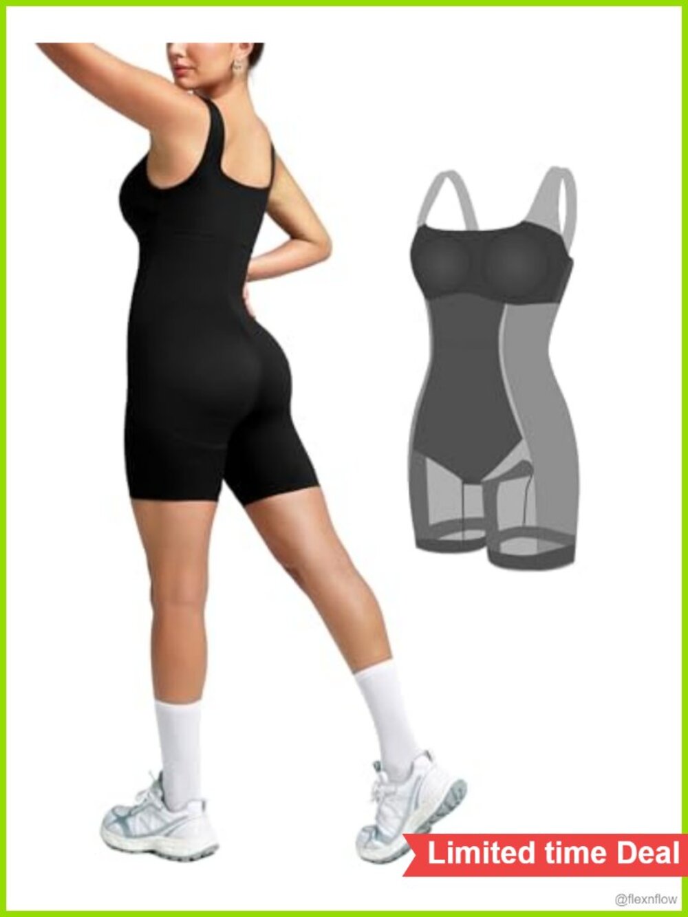 Built-in Shapewear Jumpsuit Shorts Tummy Control One Piece Bodysuit with Bra